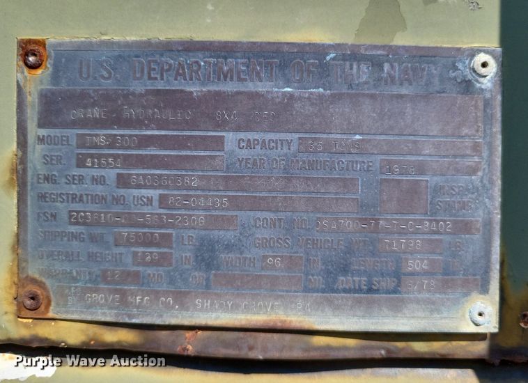 image for item DP5270 1978 Grove TMS300LP  crane