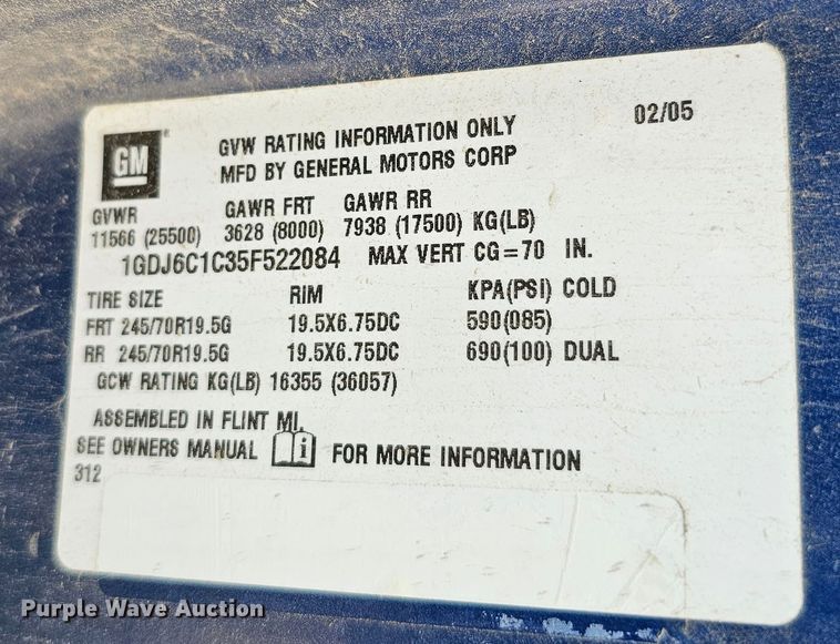 image for item DQ0212 2005 GMC C6500  flatbed truck