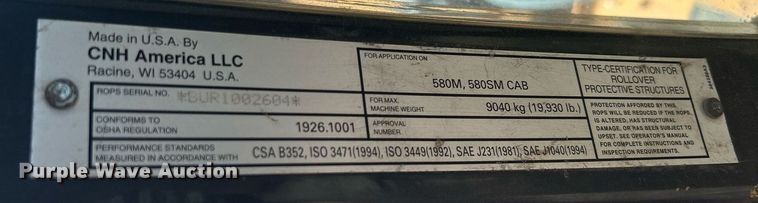 image for item DQ0916 2010 Case 580 Super M  backhoe