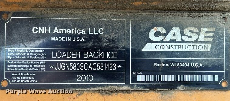 image for item DQ0916 2010 Case 580 Super M  backhoe