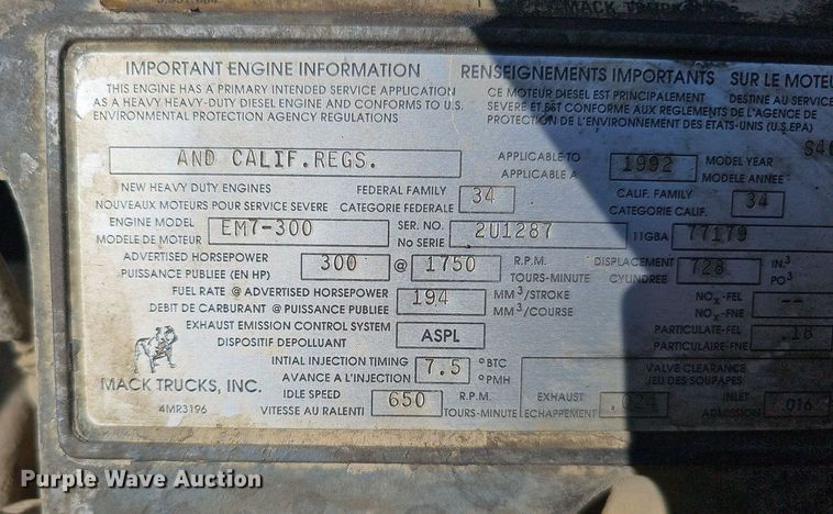 image for item DQ1087 1993 Mack RD960S  ready mix truck