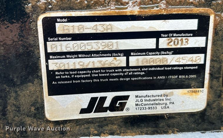 image for item DQ2204 2013 JLG G10-43A  telehandler