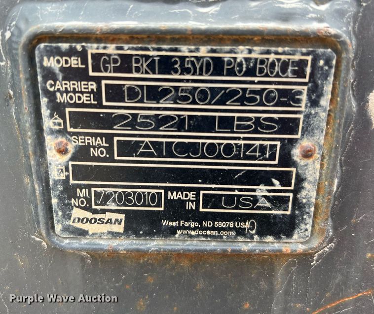 image for item DQ2205 2014 Doosan DL250-3  wheel loader