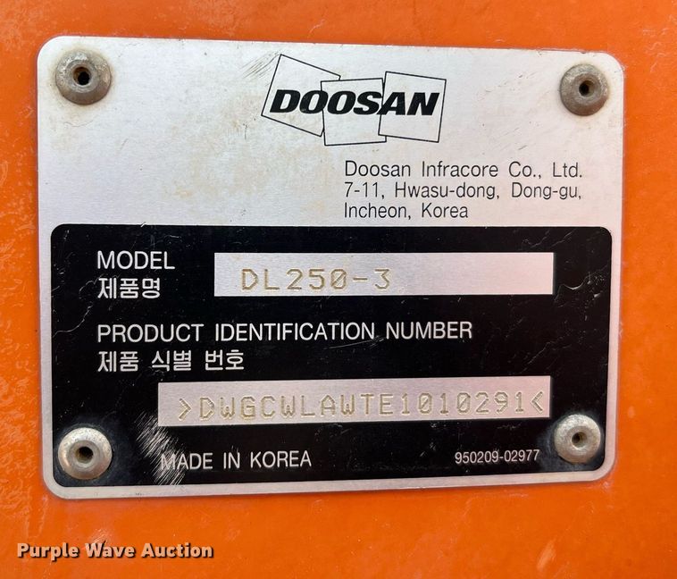 image for item DQ2205 2014 Doosan DL250-3  wheel loader