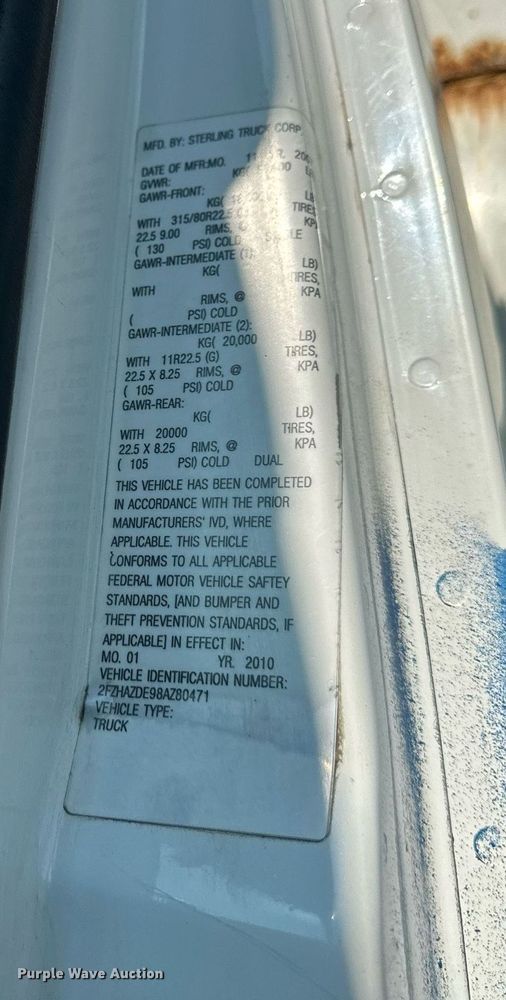 image for item DS2294 2008 Sterling LT9500  dump truck