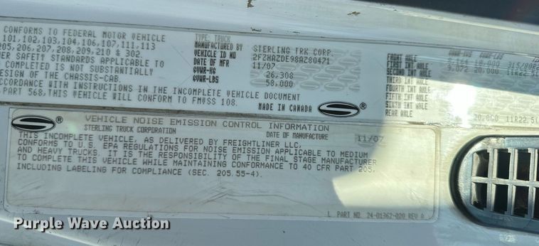 image for item DS2294 2008 Sterling LT9500  dump truck