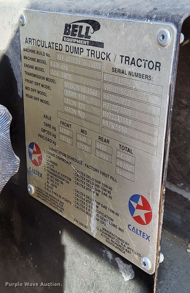 image for item DS2340 1998 Bell B40B  haul truck