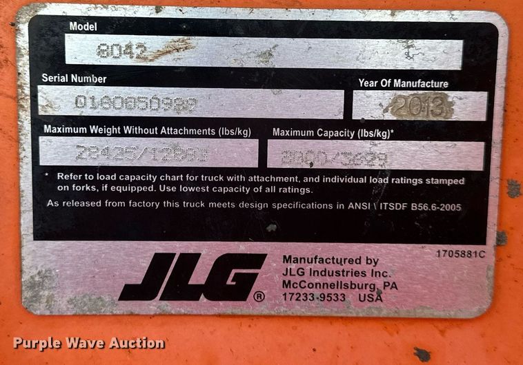 image for item DS2350 2013 JLG SkyTrak 8042  telehandler