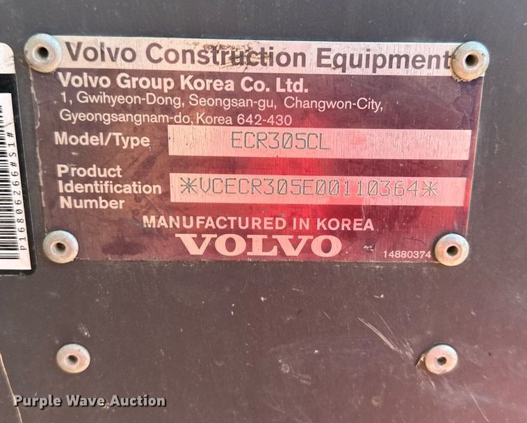 image for item DS2363 2013 Volvo ECR305CL  excavator