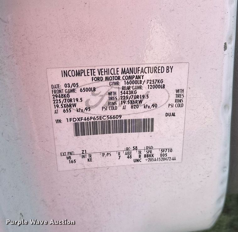 image for item DV1006 2005 Ford F450 Super Duty  utility / service truck