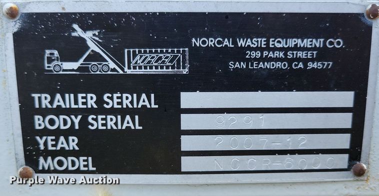 image for item IQ9933 2007 Norcal Waste Equipment NCCR-6000  dumpster delivery bed