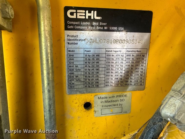 image for item JD9045 2008 Gehl 7810  skid steer loader