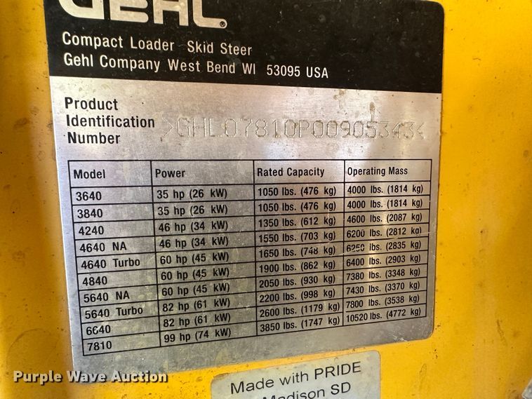 image for item JD9045 2008 Gehl 7810  skid steer loader