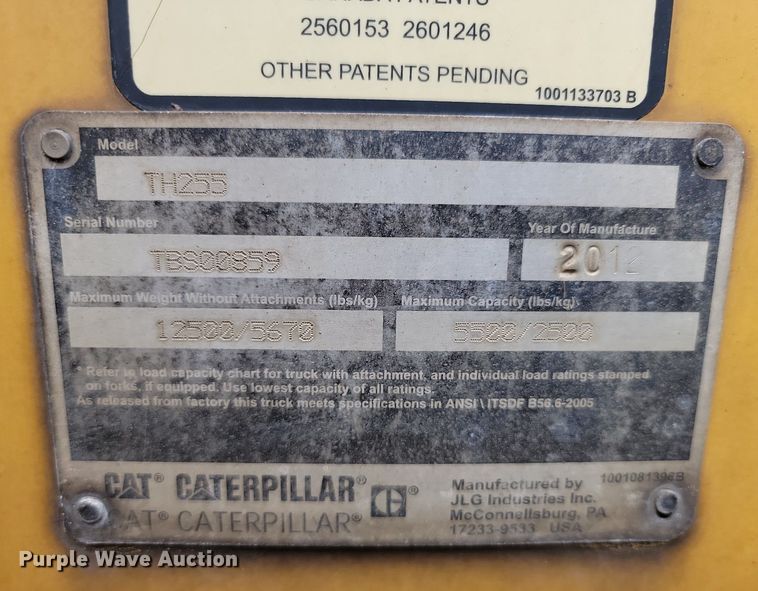 image for item JE9534 2012 Caterpillar TH255  telehandler