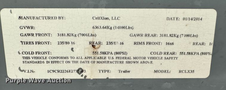 image for item JJ9927 2014 CellXion RCLX35  Utility trailer with boom