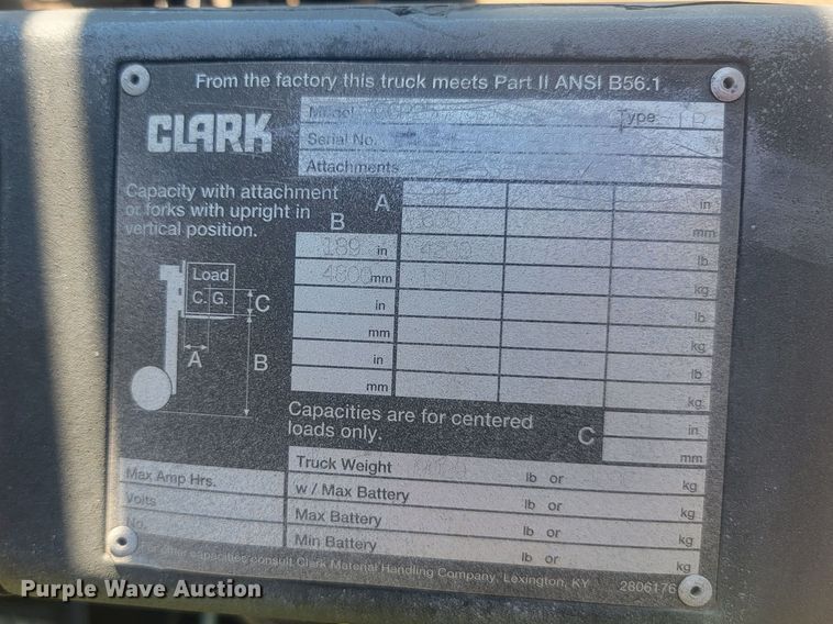 image for item KS9186 Clark CCP25  forklift