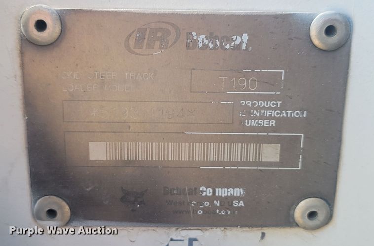 image for item KS9188 2001 Bobcat T190 Turbo  tracked skid steer loader