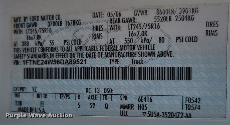 image for item KS9228 2006 Ford E250  van