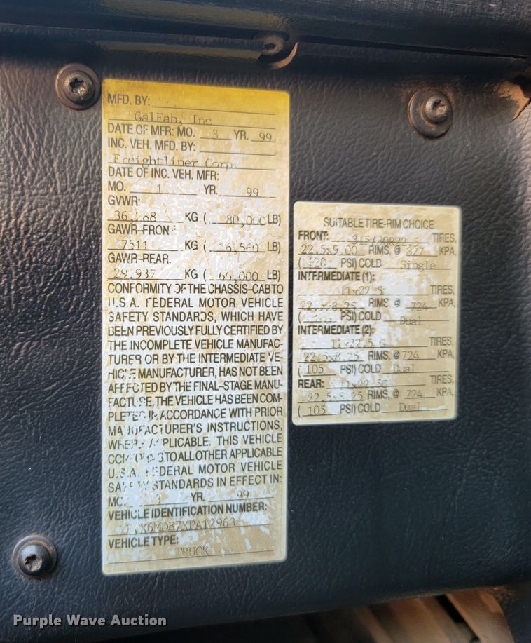 image for item KS9231 1999 Freighliner  roll-off container truck