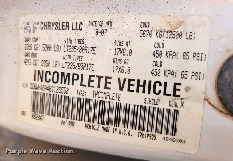 image for item KS9234 2008 Dodge Ram 3500  utility bed pickup truck