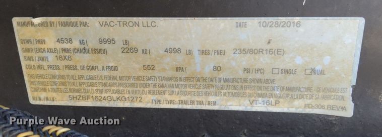 image for item KW9020 2016 Vac-Tron CV573GT  vacuum excavator