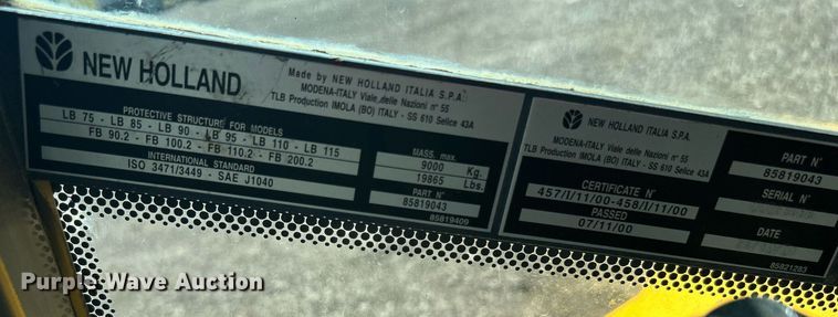 image for item KW9026 2002 New Holland LB75B  backhoe