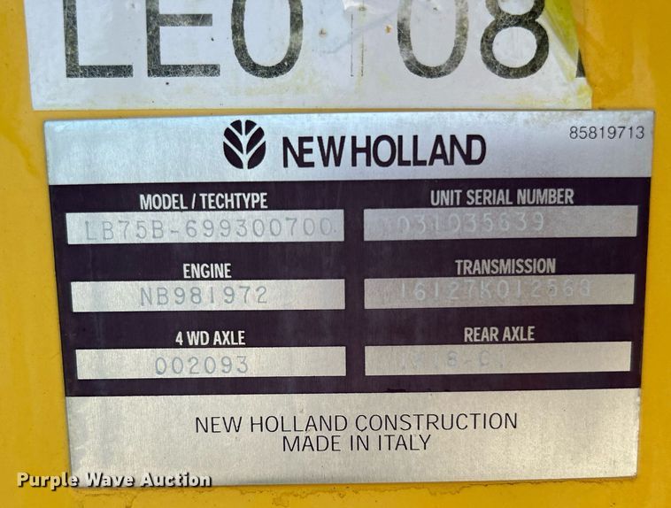 image for item KW9026 2002 New Holland LB75B  backhoe