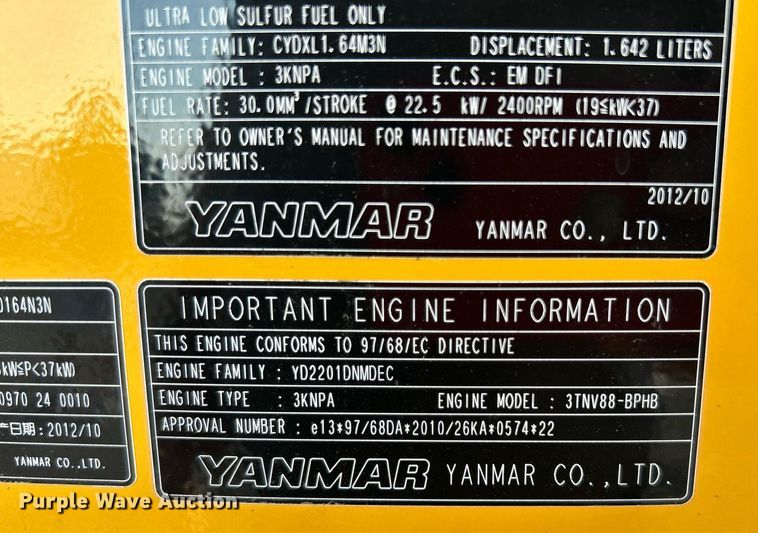 image for item KW9033 2013 John Deere 35D  mini excavator