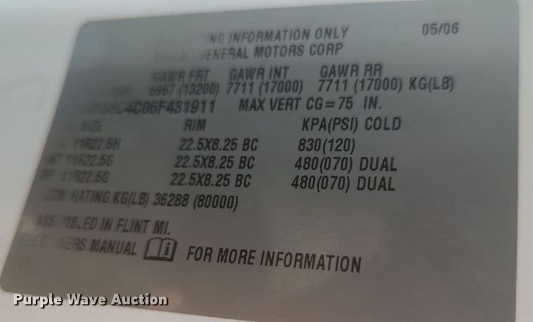 image for item KW9038 2006 Chevrolet C8500  bucket truck