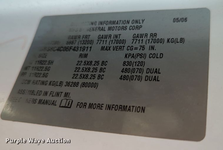 image for item KW9038 2006 Chevrolet C8500  bucket truck