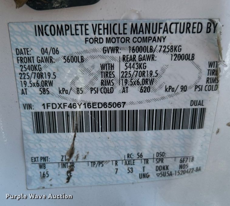 image for item KW9054 2006 Ford F450 Super Duty  bucket truck