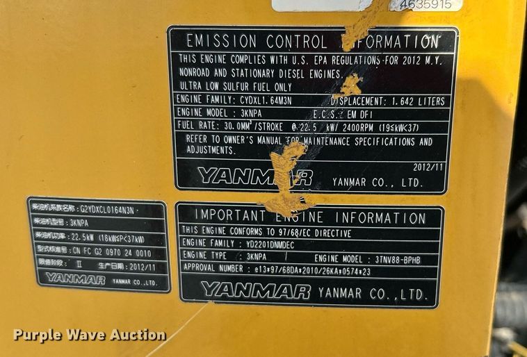 image for item KW9060 2014 John Deere 35D  mini excavator