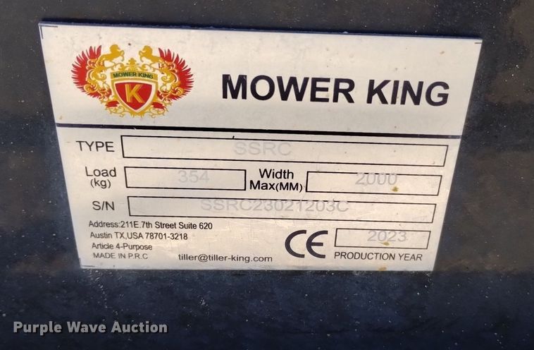 image for item LN9803 2023 Mower King SSRC skid steer rotary mower