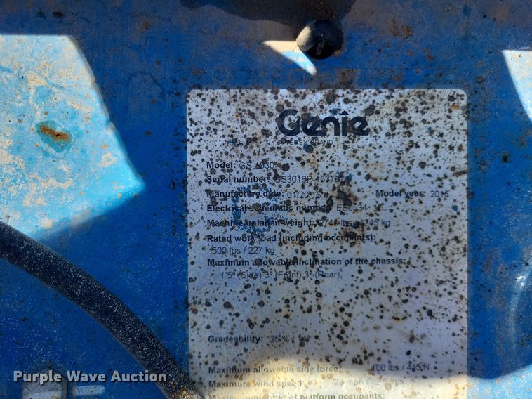 image for item LS9721 2016 Genie GS-1930  scissor lift