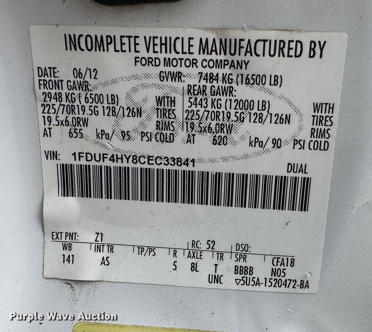 image for item LV9032 2012 Ford F450 Super Duty XL bucket truck