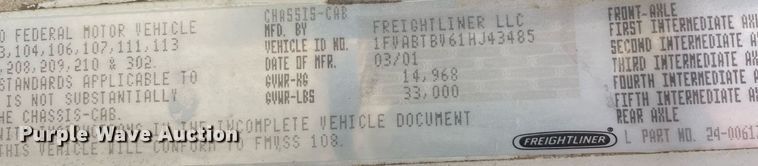 image for item LV9797 2001 Freightliner FL70  digger derrick truck