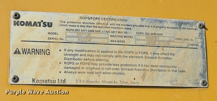 image for item MG9463 2015 Komatsu WA470-7  wheel loader