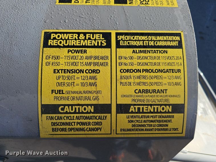 image for item MH9343 Intertek Frost Fighter Inc. IDF500 LP/NG  heater