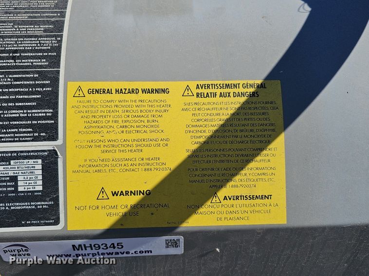 image for item MH9345 Intertek Frost Fighter Inc. IDF5000 LP/NG  heater