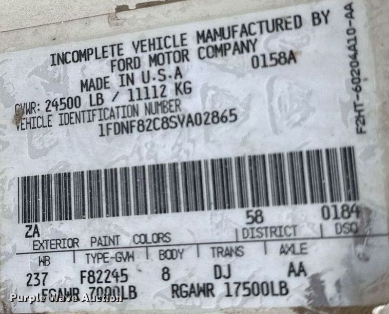 image for item MQ9399 1995 Ford F800  flatbed truck