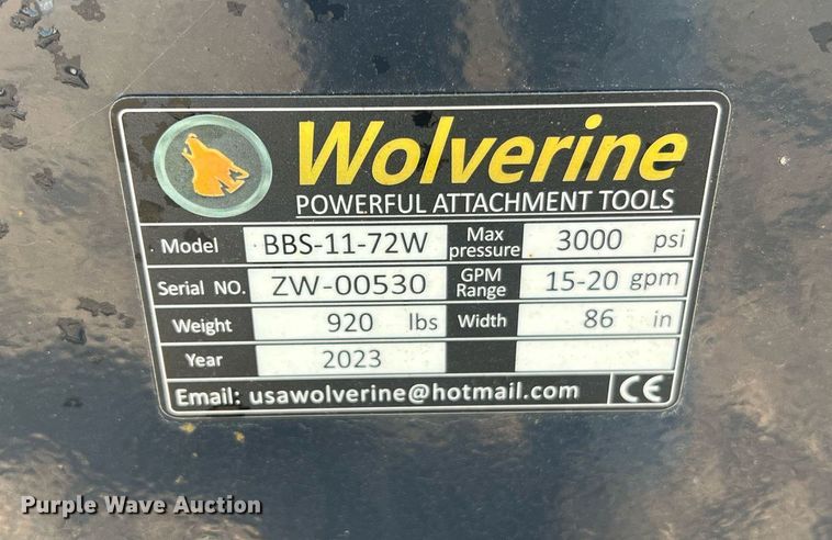image for item NA9185 2023 Wolverine BBS-11-72W  skid steer sweeper