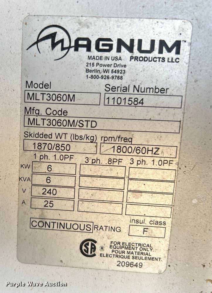 image for item NL9626 2011 Magnum  MTL3060M light plant