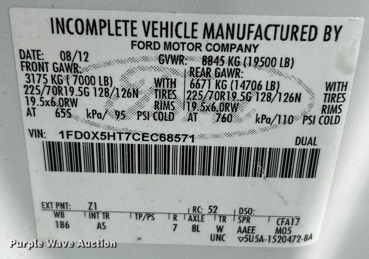 image for item NL9648 2012 Ford F550 Super Duty XL  chipper truck