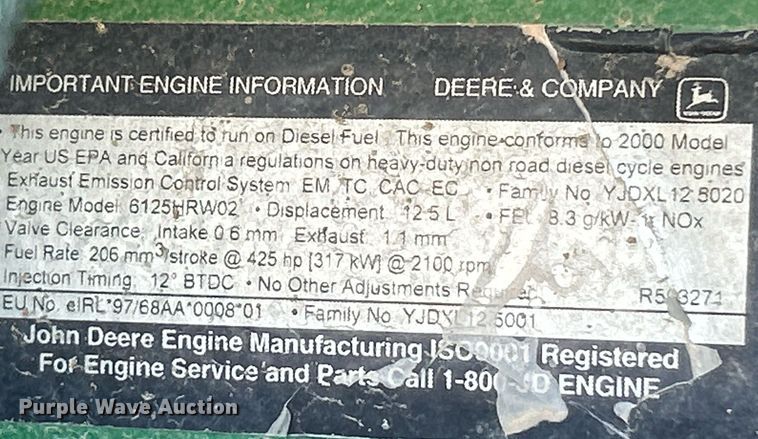 image for item NL9692 2000 John Deere 9400  4WD tractor