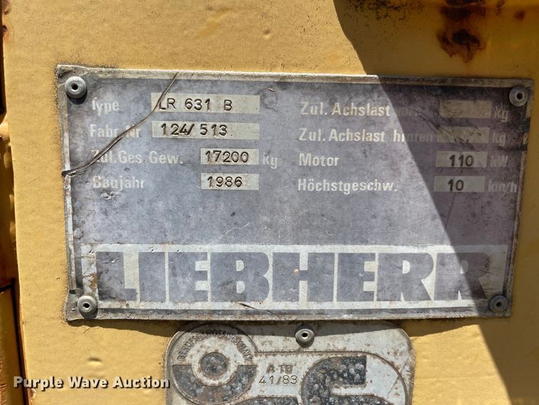 image for item NT9480 1986 Liebherr LR631B  track loader