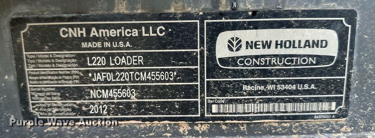 image for item OC9485 2012 New Holland L220  skid steer loader