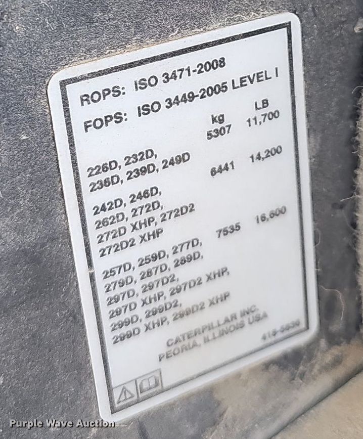 image for item OG9329 2016 Caterpillar 289D  tracked skid steer loader