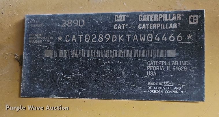 image for item OG9329 2016 Caterpillar 289D  tracked skid steer loader