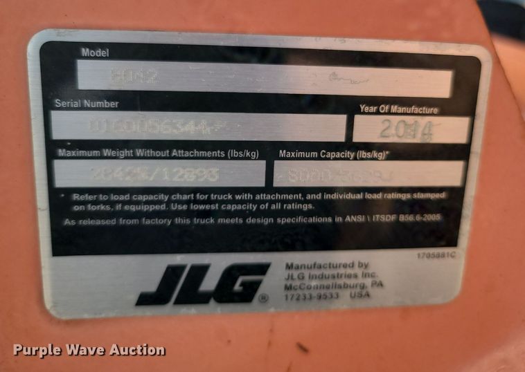 image for item OG9383 2014 JLG 8042  telehandler