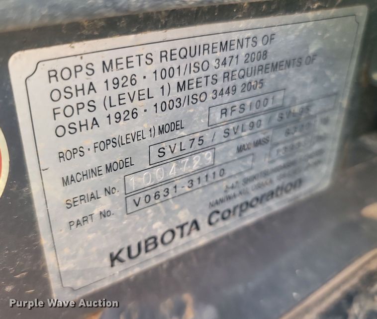 image for item OG9384 2016 Kubota SVL 75-2  skid steer loader